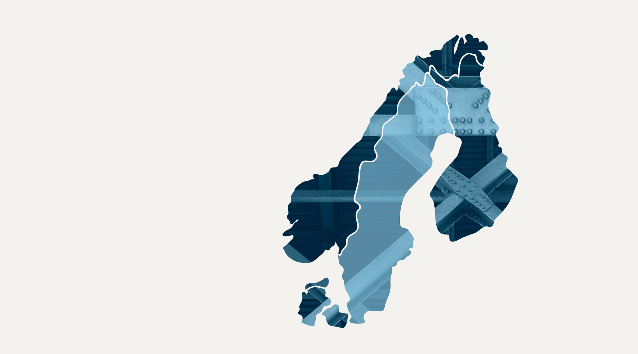 Karta över Norden med mönster av byggbalkar.